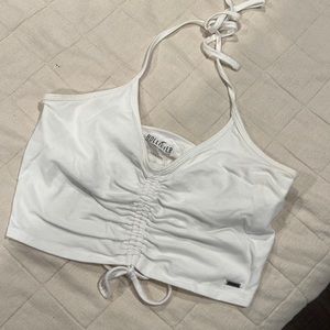 Hollister white crop top, size L